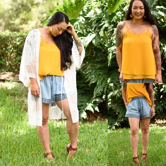 Embroidered Chambray Shorts - Picture 5 of 5